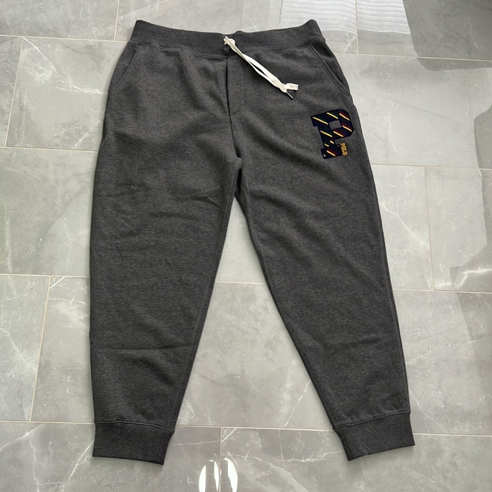 NWT Polo Ralph Lauren Letterman  Fleece Pants Jogger Gray Size XXL - Picture 2 of 6